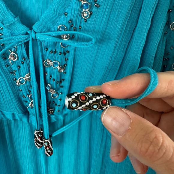 Delfina 100% Italian Silk Beaded Coverup - St Tropez & St. Barths Style - Picture 10 of 13